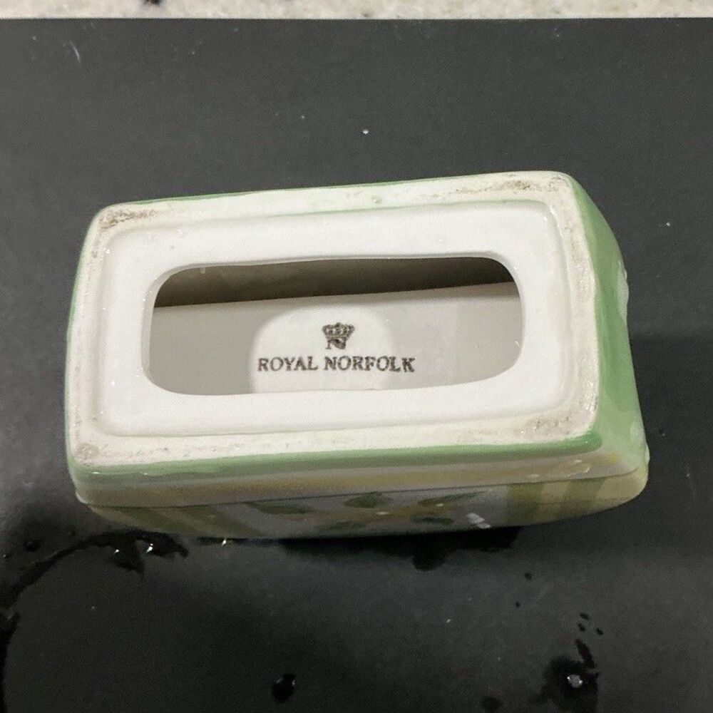 Royal Norfolk Ceramic Floral Napkin Holder Green Yellow White